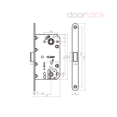 Замок дверной магнитный Doorlock DL452M/WC/50/96/18/SCr, межкомнатный, матовый хром