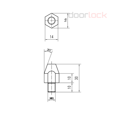 Штифт противосъемный DOORLOCK 147 для метал. входных дверей, под ключ 14мм, резьба М8