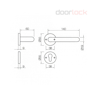 Ручка DL 038/F-55 PZ U-form Rt