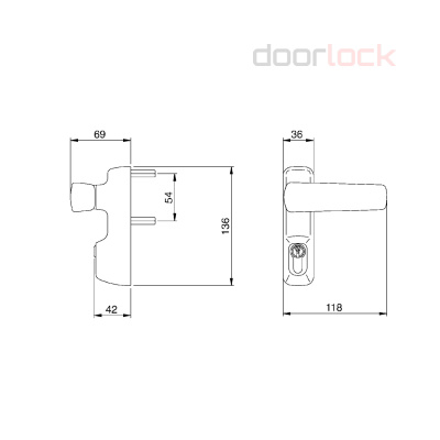 Внешняя нажимная ручка DOORLOCK PD900FR/H1