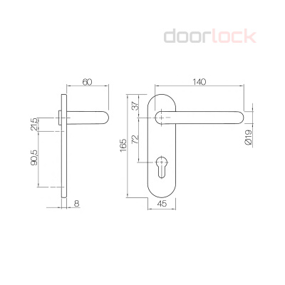 Ручка DOORLOCK 038KP/F UG U-form Rt